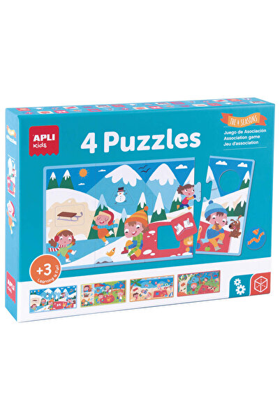 Apli Kids Joc Puzzle asociere - 4 puzzle XXL - Anotimpuri, Apli, 36x18 cm, +3...
