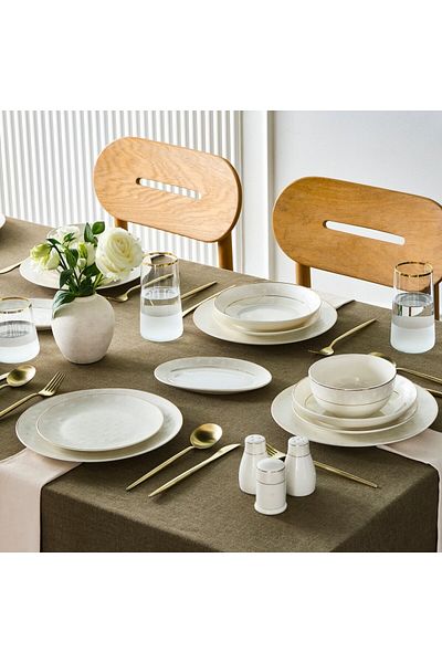 Karaca Karaca Elegance Bone Mandarin 53-teiliges Tafelservice für 12 Personen Gold