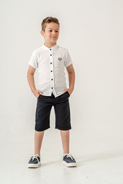 Esterella Dečački muslin set / majica kratkih rukava sa stojećim ovratnikom i...