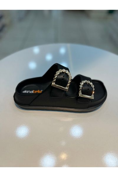 Akınal Bella Double Belted Stone Women's Slippers