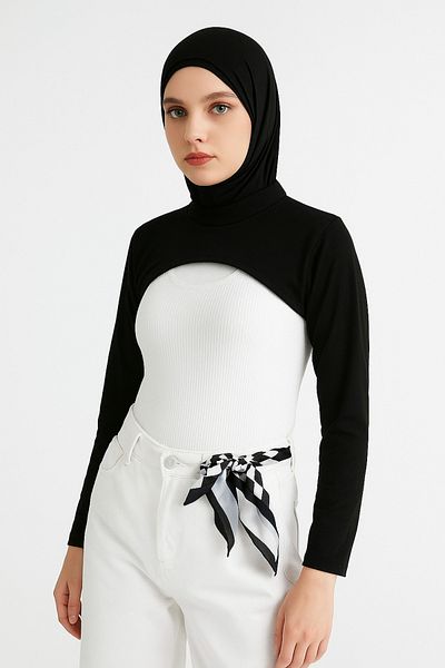 mirach Zero Collar Neck Collar Sleeve |   White Long Sleeve Hijab Neck Collar Bodysuit Stylish and Comfortable Design