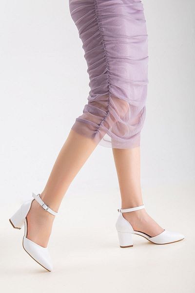 Daxstors Women's Heeled Shoes Evening Dress Stiletto Thick Heel Wedding Dress Shoes