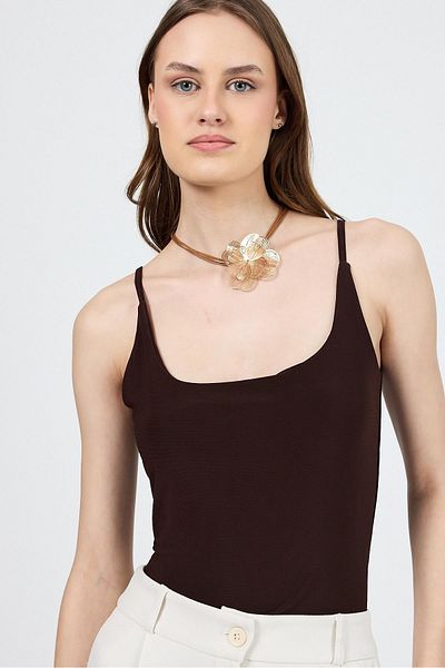Rays Brown Thin Strap Snap Bodysuit 13255