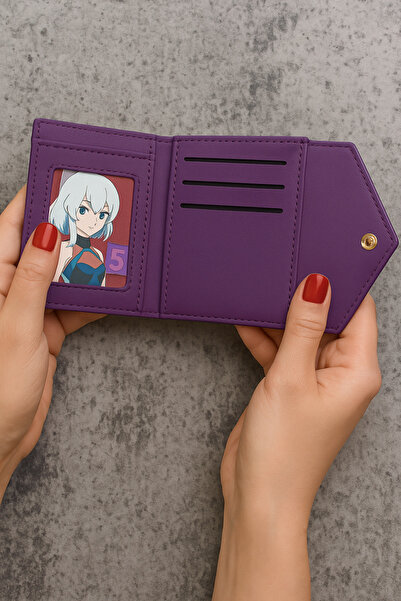 Dema Kadın Cüzdan Mor Deri Püsküllü Kartlık