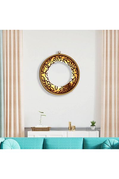 Hosoncovy decorative wall mirror, LED, metal/glass, gold/black, 30 cm