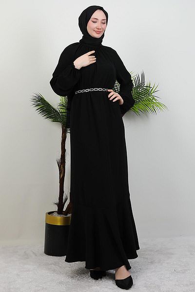 GİYZAMİLA Φόρεμα Hijab με αλυσίδα Μαύρο