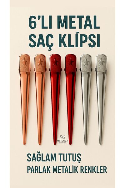 Nano Absolute Set of 6 Metal Hair Clips |   Hairdresser Clip Buckle |   Shiny Metal Color Hair Gripper with Firm Grip