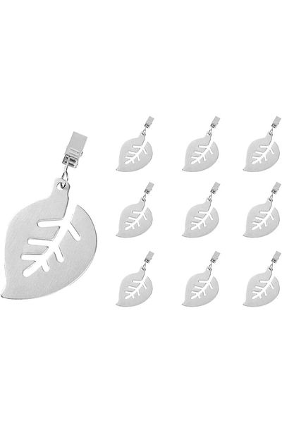 SVUPUE Set de 10 greutăți pentru fețe de masă, oțel inoxidabil, argintiu, 7 x 5 cm