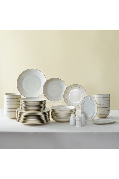 Karaca Karaca Elegance Bone Mandarin 53-teiliges Tafelservice für 12 Personen Gold