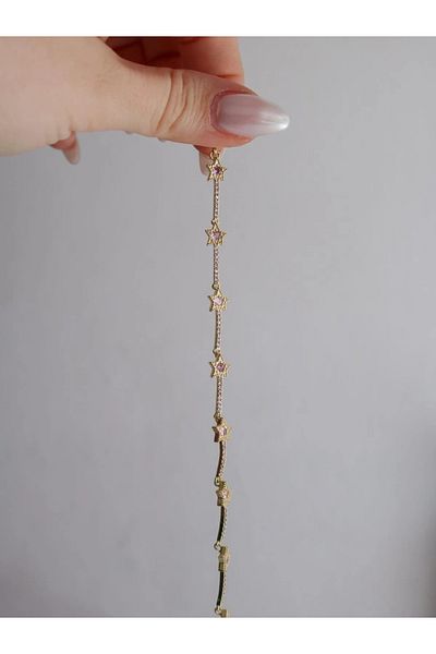 Reorah Collection Star Shower Steel Bracelet-Pink White Zircon Stone Star Bracelet