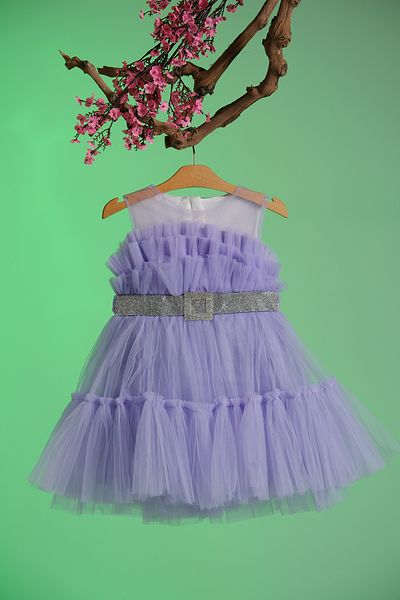 Pina Kids Crystal Stone Belt Detailed Layered Tulle Girl's Evening Dress Aby.8987