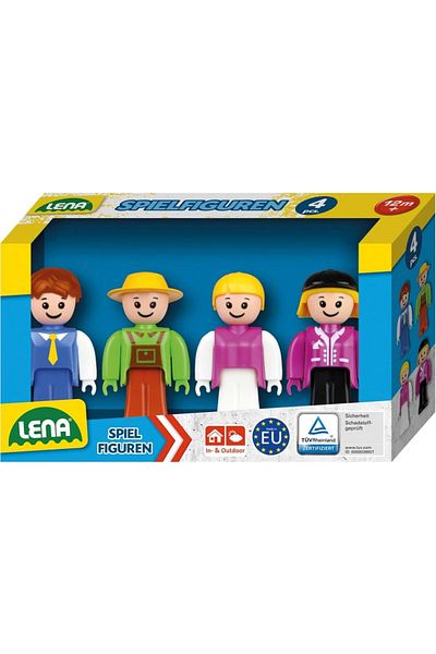LENA Set of 4 Lena little man figures, compatible with Truxx, 8cm tall