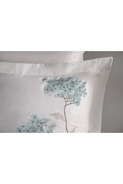 Dantela Lavinya Embroidered Cotton Satin Duvet Cover Set - Mint