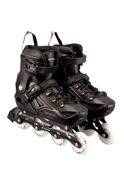 ACTION ONE All Black Roller Skates, aluminum, luminous PU wheels, size L (41-44), black