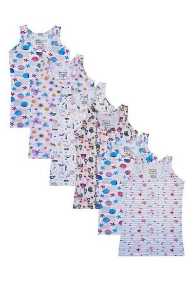 Tutku Gi̇yfest Passion 6 Pack Girl's Tank Top with Thick Straps with Colorful Patterns (Mixed Patterns)