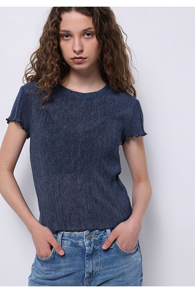 Colin's Tricou albastru cu mânecă scurtă pentru femei Regular Fit