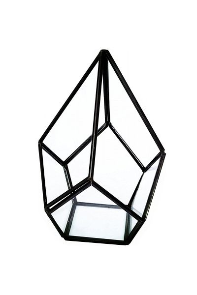 Asvert Suport decorativ pentru plante, sticlă/metal, negru/transparent, 12 x 12 x 17 cm