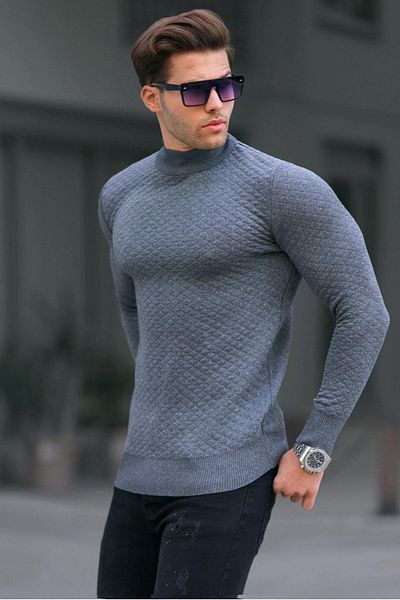 Madmext Anthracite Turtleneck Men's Knitwear Sweater 6857