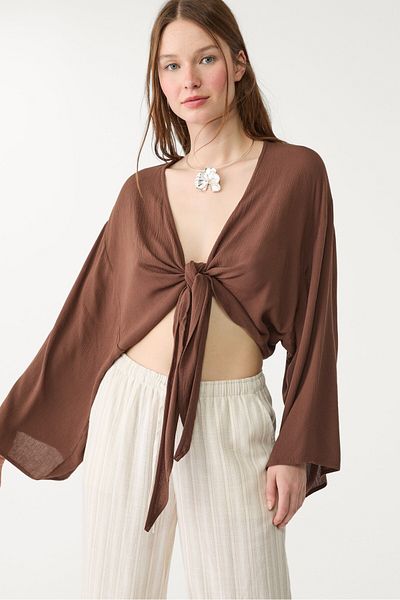 Stradivarius Flowing blouse with knot detail