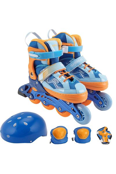 ACTION ONE Set de role Desire, cu casca, protectii si geanta transport, reglabile, marimea L (39-42), blue