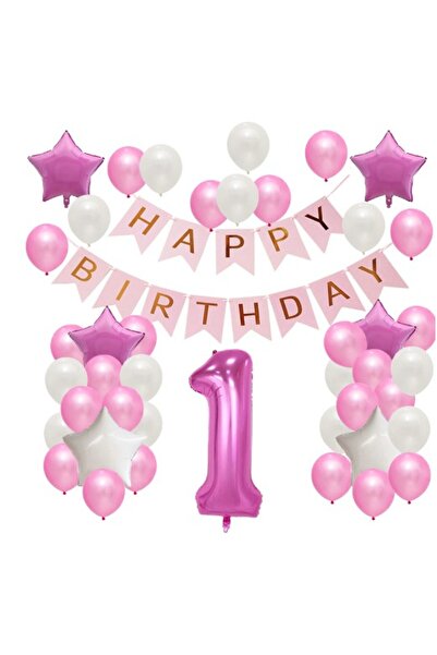 Teo Set Baloane Aniversare HAPPY BIRTHDAY, , set din 42 bucati, 1 bucata cifra mare, 4 stele din folie