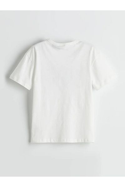LC Waikiki Lcw Kids Ecru Crew Neck Ford Printed Boys T-Shirt