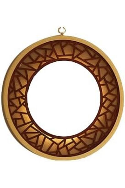 Hosoncovy decorative wall mirror, LED, metal/glass/wood, gold, 30 cm