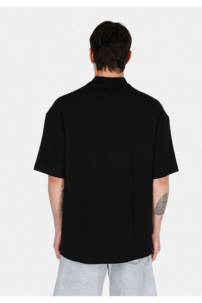 Colin's Oversize Fit Polo Neck Plain Men's Black Short Sleeve T-Shirt