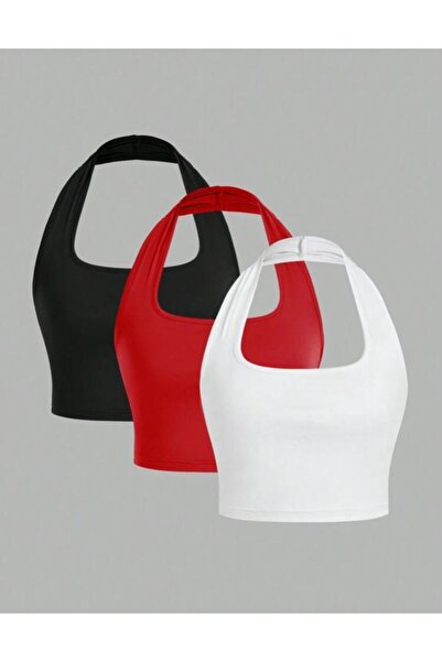 Lorya Giyim Kadın 3'lü Paket Pamuklu Vücuda Yapışan Kaşkorse Fitilli Kumaş Ko...