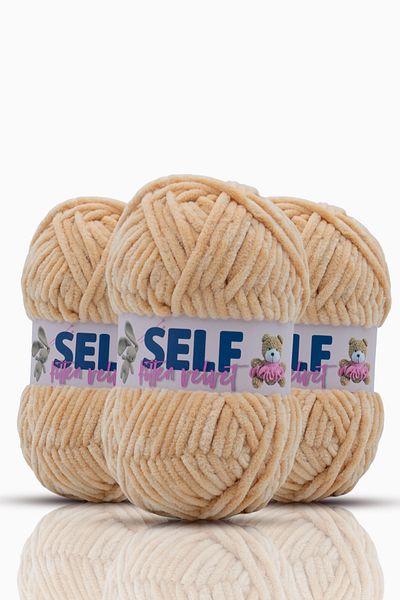 Self 3 Συσκευασία Μπεζ βελούδινο σχοινί, Amigurumi, Παιχνίδι, Κουβέρτα Πλεκτό στο χέρι, Kitten Velvet