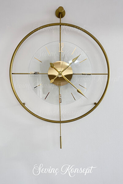 Genel Markalar Gold Istanbul Luxe Şeffaf nano Kırılmaz Göbek (Büyük Boy 50 X 75 Cm) Dekoratif Metal Duvar Saati