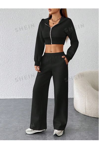 GERLAY Women's Black Straight Leg Sweatpants