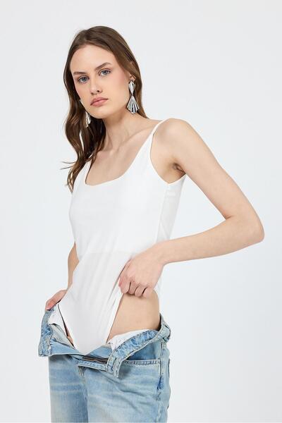 Rays Ekru İnce Askılı Çıtçıtlı BodySuit 13255