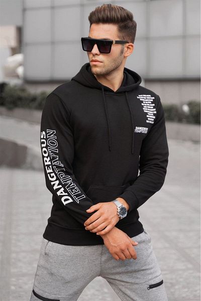 Madmext Black Printed Men's Sweatshirt 5313