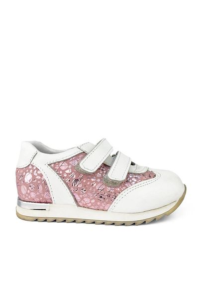 Cici Bebe Ayakkabı Genuine Leather White Pink Patterned Girls' Shoes