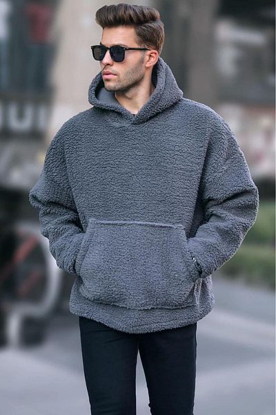 Madmext Smoked Oversize βελούδινο ανδρικό φούτερ 6160