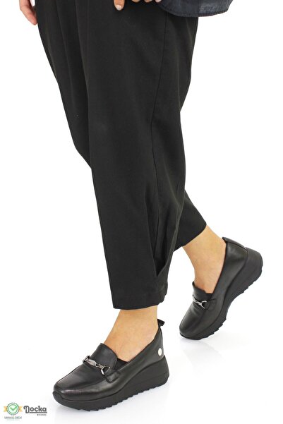 Mammamia Kadın Hakiki Deri Ortopedik Günlük Dolgu Topuk Loafer Ayakkabı M25/K...