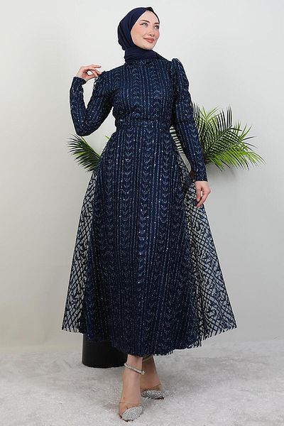 GİYZAMİLA Eva Glitter Hijab Φόρεμα Navy Blue