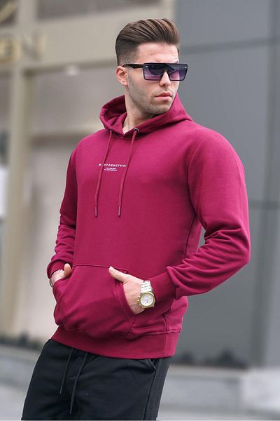 Madmext Ανδρικό φούτερ Claret Red Hooded printed 6017