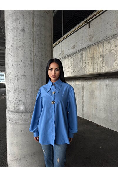 SIMO CLUB BALON KOL BROŞ DETAYLI GÖMLEK