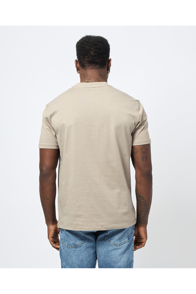 Armani Exchange Ανδρικό μπλουζάκι με κανονική εφαρμογή, βαμβακερό στρογγυλό λαιμό, ανάγλυφο λογότυπο στο στήθος, κοντομάνικο μπεζ μπλουζάκι XM0