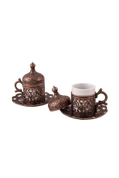 veral 2 Personality Cup Team Bronze- Copper Ottoman Patterned Motif Turkish Coffee Coffee Cup