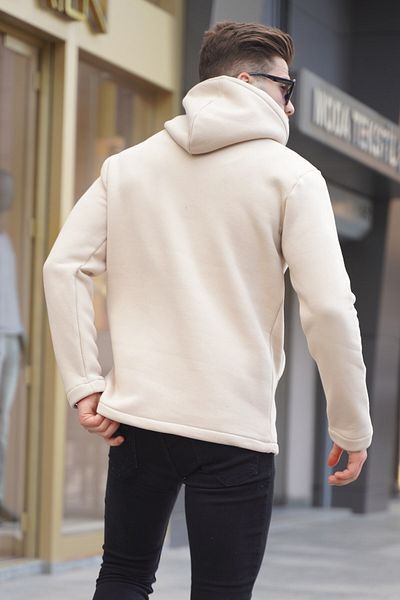Madmext Μπεζ φούτερ 6005 με λεπτομερή κουκούλα με κουκούλα
