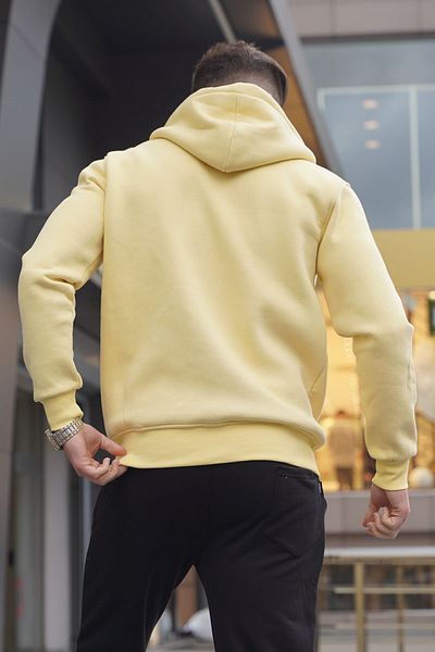 Madmext Żółta bluza męska z kapturem o regularnym kroju 6033