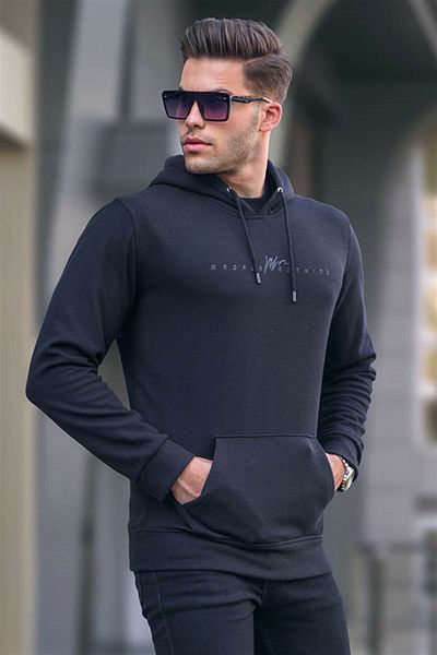 Madmext Černá mikina Basic s kapucí 6014