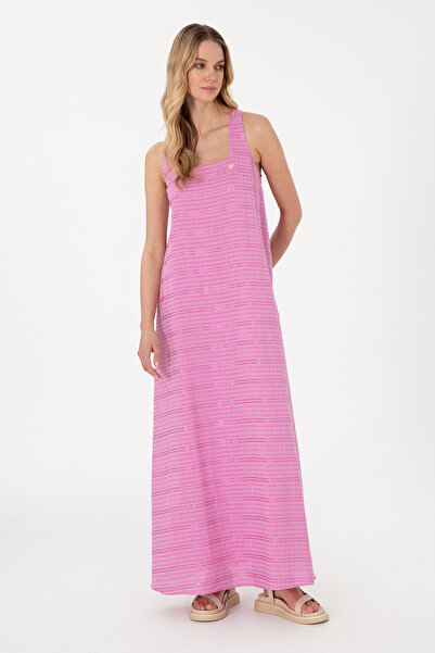U.S. Polo Assn. Kadın Fuşya Maxi Boy Dokuma Elbise 50299173-VR023