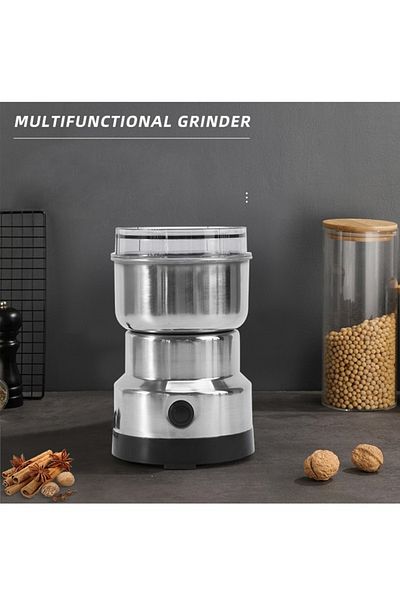 ET-LIFE Mini Stainless Steel Electric Coffee Grinder 100g 150W KW-39923 Silver
