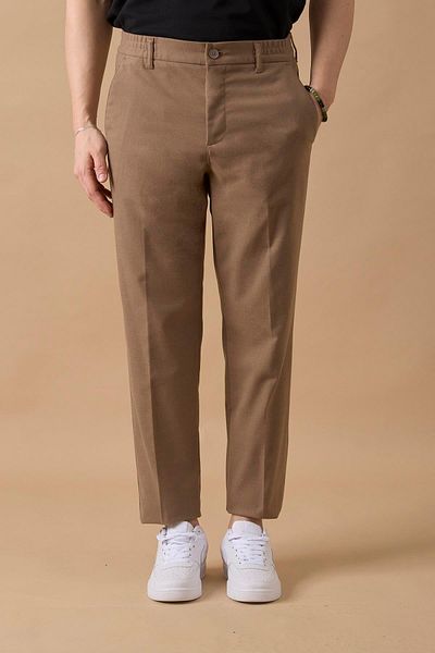 BRACCAS Men's Elastic Waist Mink Chino Trousers