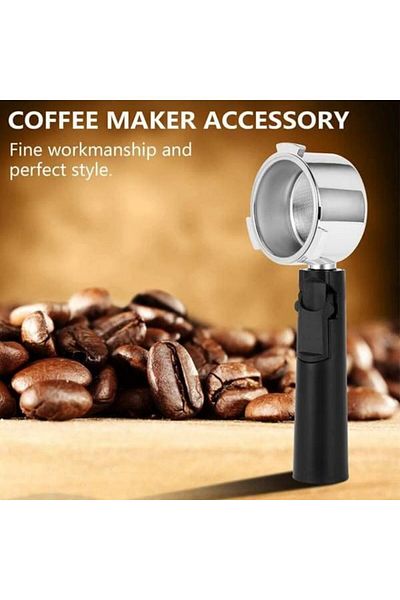 COOYA Bottomless Coffee Portafilter, 51mm Espresso Portafilter Filter with Portable Handle, Silver+Black