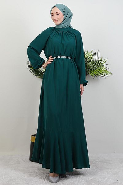 GİYZAMİLA Φόρεμα Hijab με αλυσίδα Emerald